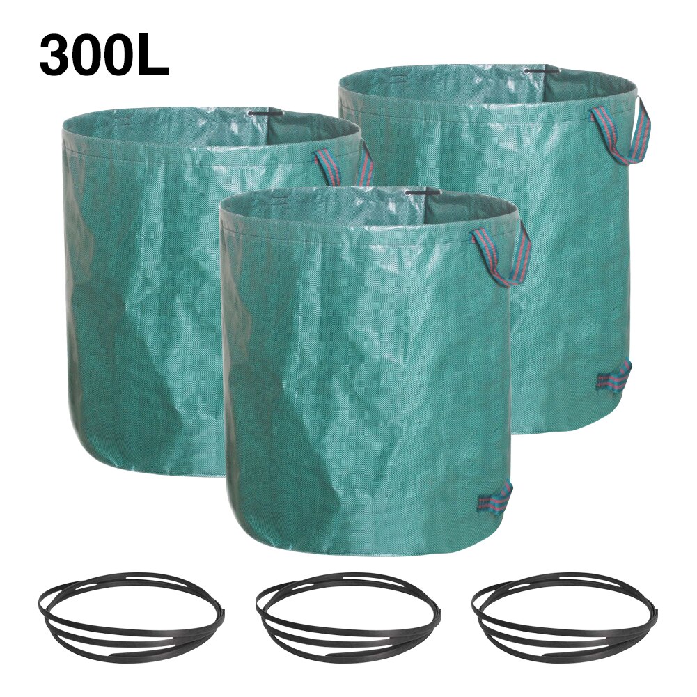 Sac à déchets de jardin 3 pièces, avec Double poignées, réutilisable, pliable, Double couche de fond, Portable, sacs de collecte de jardin robustes
