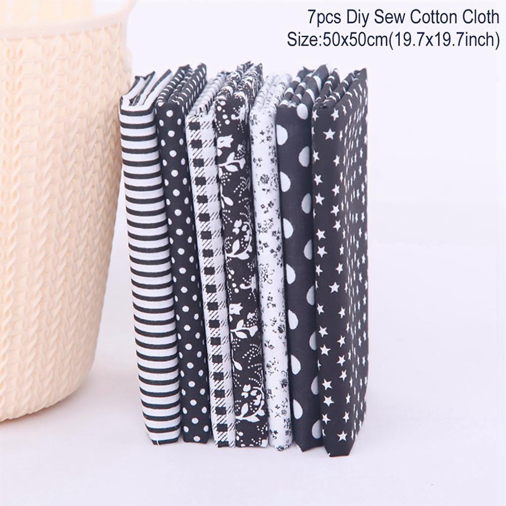 Fengrise-tissu en coton 100% imprimé | Tissus cousus et cousus, pour Patchwork, accessoires de bricolage faits à la main, 7 pièces 50x50cm: 50x50cm Black 7pcs