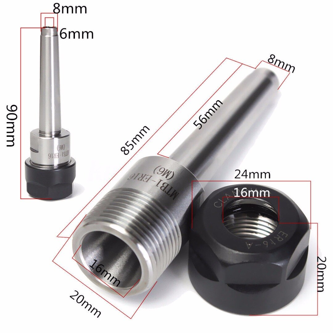 ER16 Collet Chuck Holder W/ MT1 Shank Morse Taper M6 CNC Milling Lathe Tool