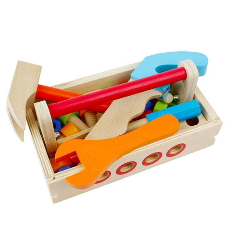 Wooden Multifunctional toolbox toy, baby disassembly toolbox, child repair toolbox, toy boy outfit