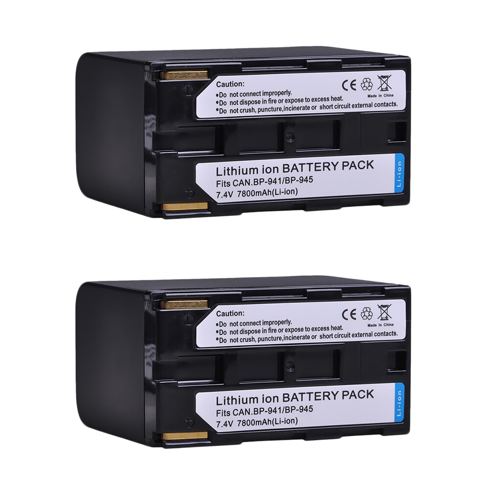 7800mAh BP-941 BP-945 BP941 BP945 batería para Canon A1S XH... G1... G1S XL H1... H1A XL H1S... XL1... XL1S... XL2... GL1... GL2 XH A1: 2x Battery
