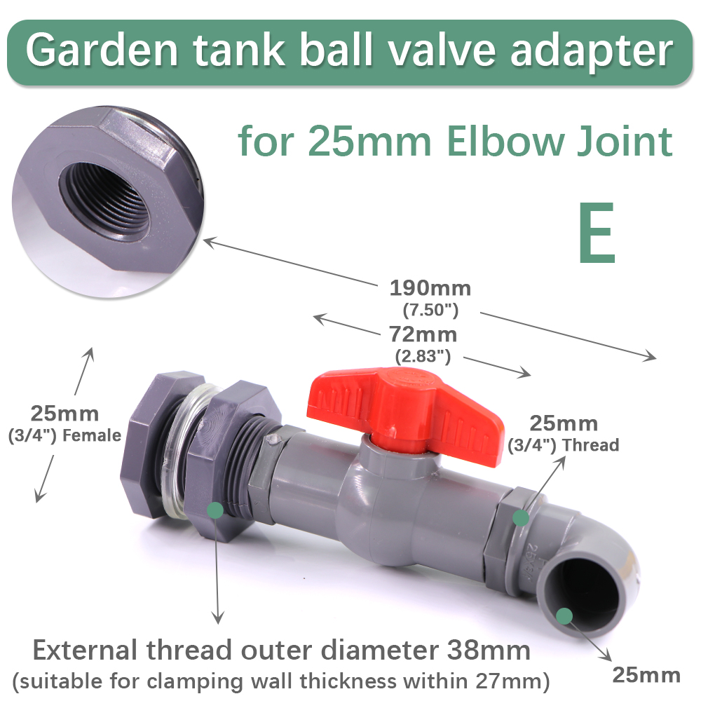1/2" 3/4" 1" PVC Ball Valve Water Fish Tank Adapter Garden Irrigation Aquarium Pipeline Inlet Water Drain Joint Connect Repair: WHITE / 1/2''