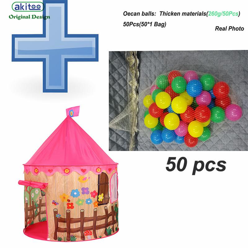 Akitoo 131 Kinderen Tenten Yurts Vogel Hek Marine Ballenbad Kasteel Playhouse Indoor Opvouwbare Klamboe Met Oceaan Ballen Mat: P tent plus 50 balls