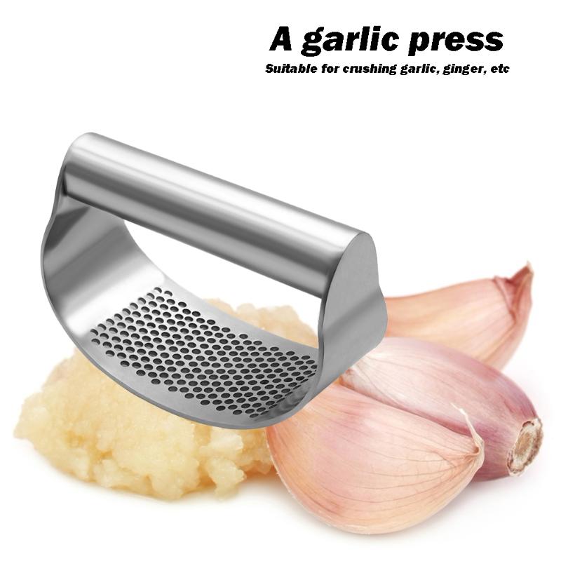 Curved Garlic Press Stainless Steel Durable Garlic Rolling Tool Mincing Masher Kitchen Household Cooking Accessories