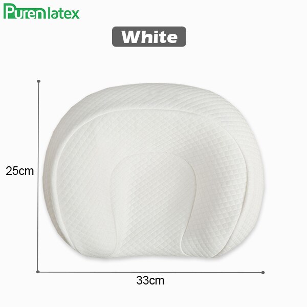 PurenLatex Natural Latex Baby Nursing Pillow Multi-Function Shaping 0-3 Year old Newborn Infant Prevent Flat Head Orthopedic: White