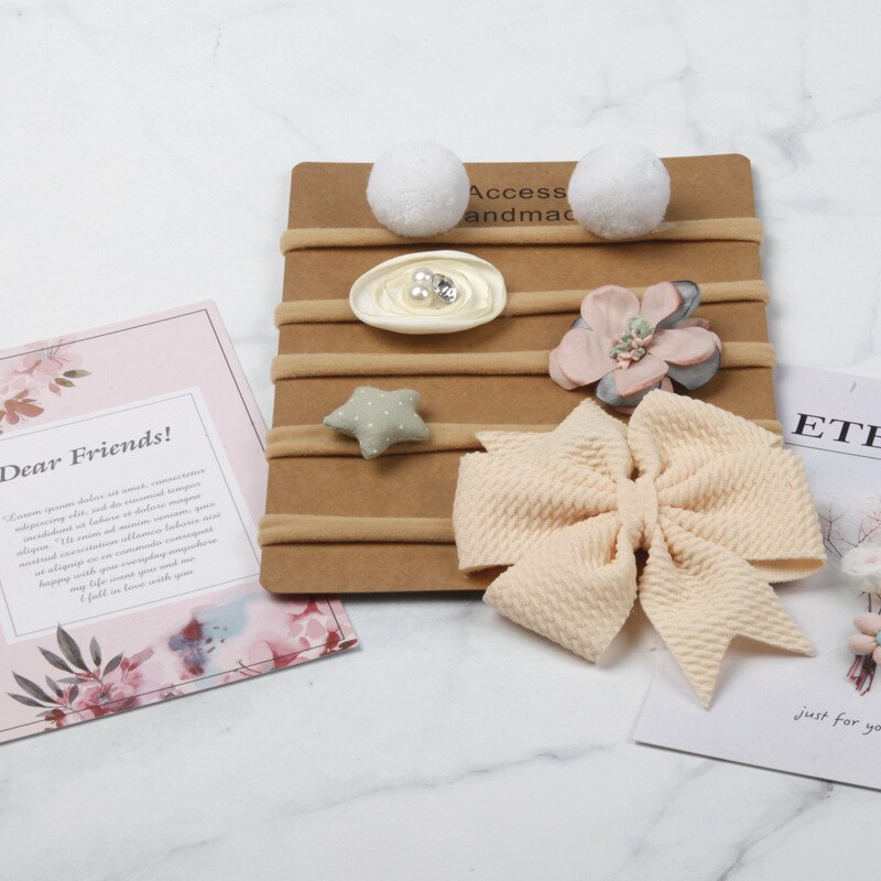 5 pçs/set bebê meninas headbands bonito flor arcos elástico náilon faixa de cabelo acessórios para o cabelo doce princesa bebê bandana