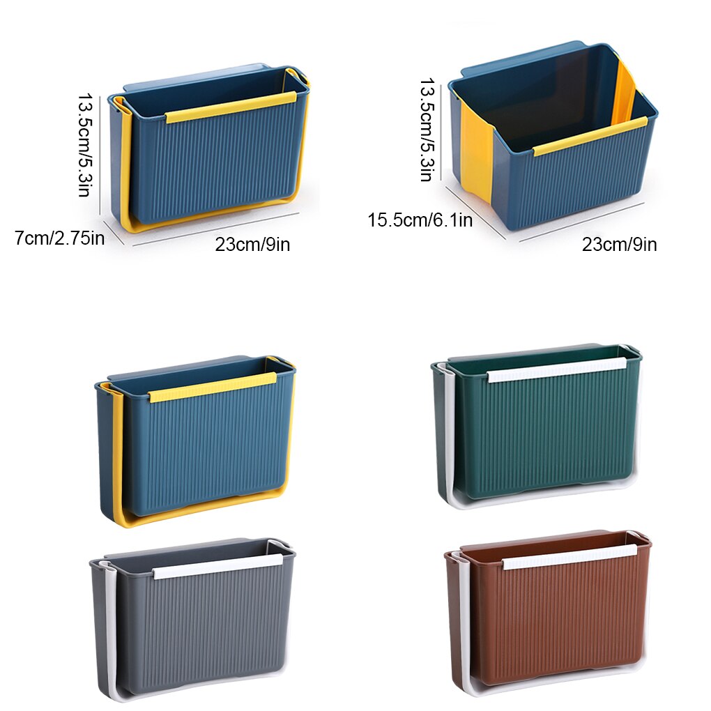 Kitchen Trash Can Foldable Hanging Waste Bin Portable Home Plastic Washable Reusable Cooking Garbage Dustbin Blue