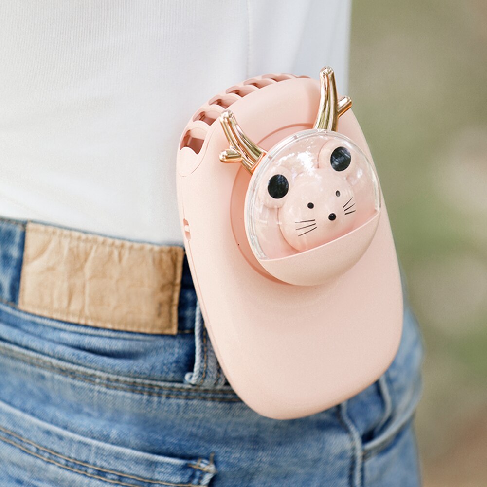 Hanging Neck Fan Cute Cartoon Pet Hand-held Leafless Waist Fan Low Noise