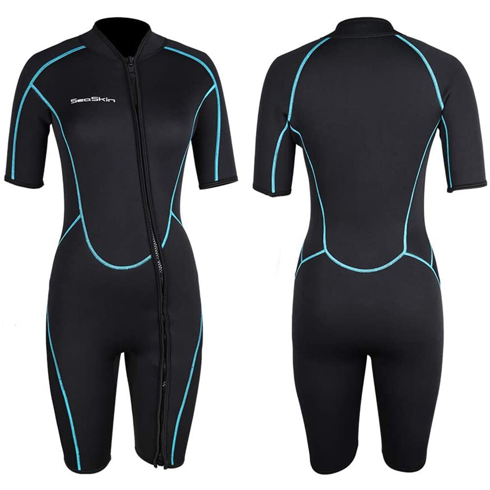 Kvinnor& #39 ; s 3mm neopren shorty våtdräkt kortärmad dragkedja fram dykdräkt snorkling surfa simdräkt baddräkt i ett stycke: 4xl