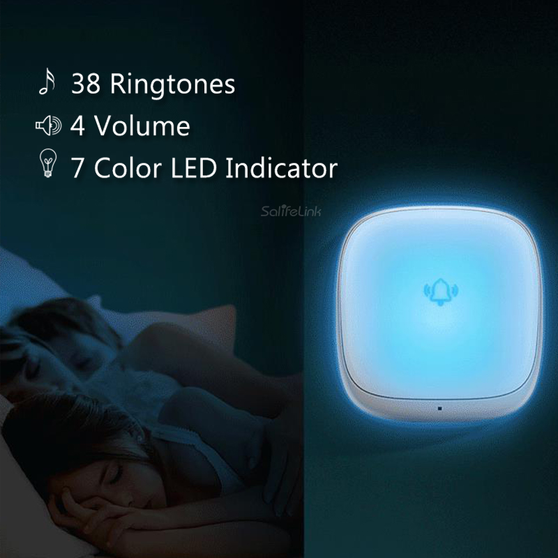 Colorful Wireless Doorbell Waterproof Self-powered Button 38 Chimes Outdoor House Door Bell Sets EU Plug-in No Battery Need