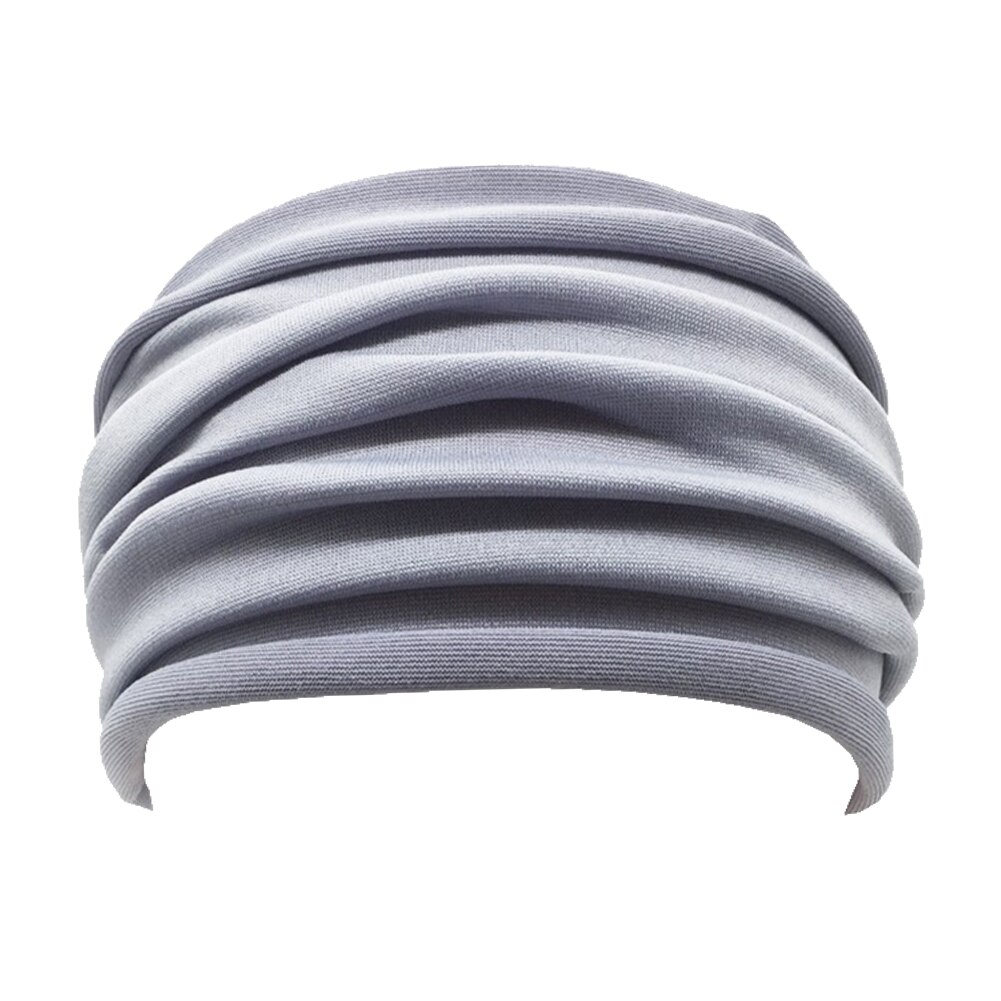 Non-Slip Elastische Vouw Yoga Hoofdband Stretch Haarband Vrouwen Wide Headwrap Effen Kleur Yoga Gym Energie Kleine Decor: grey