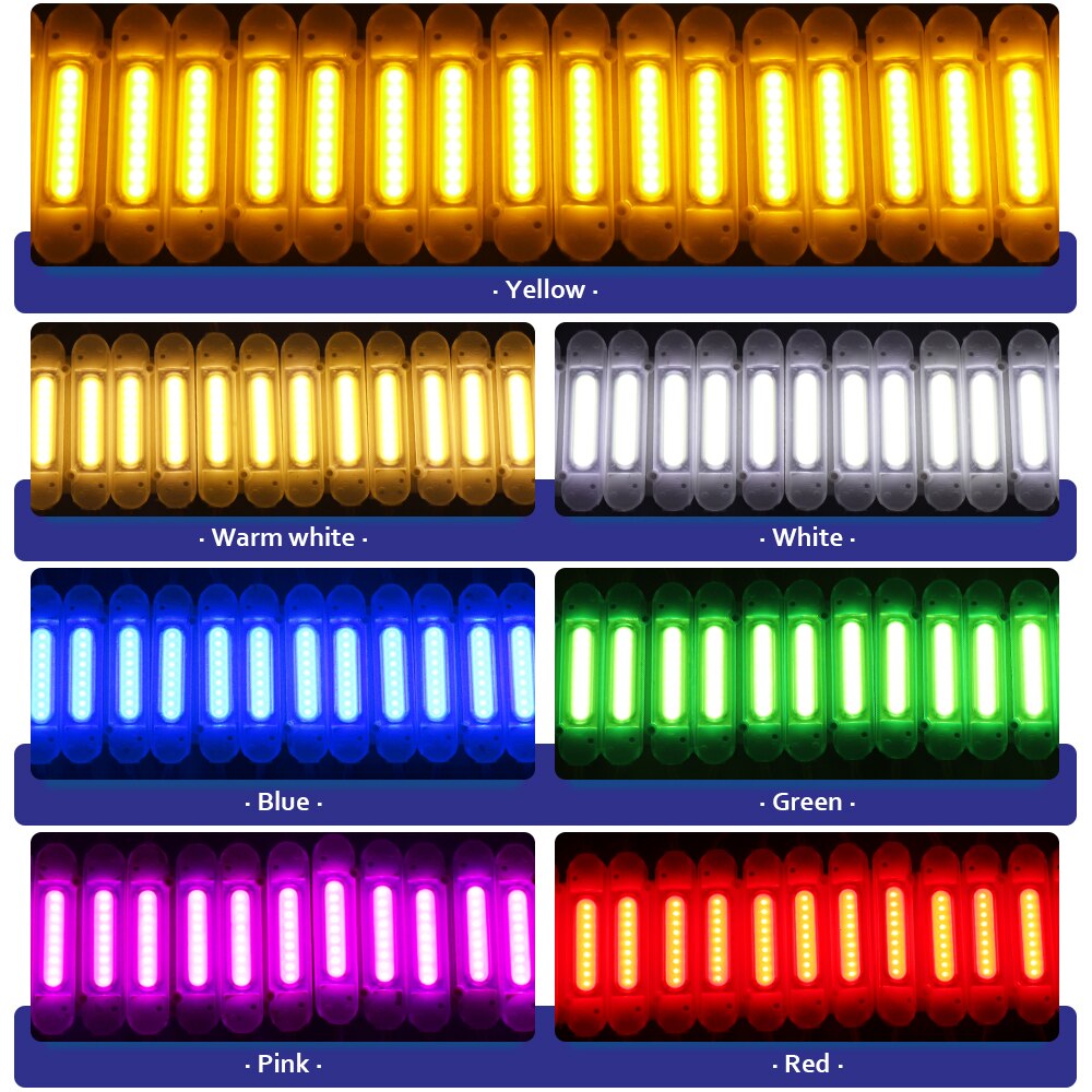 20pcs DC12V COB LED Modules 5050 RGB Advertising Modules Luminous Characters, Backlight Modules IP65 Waterproof