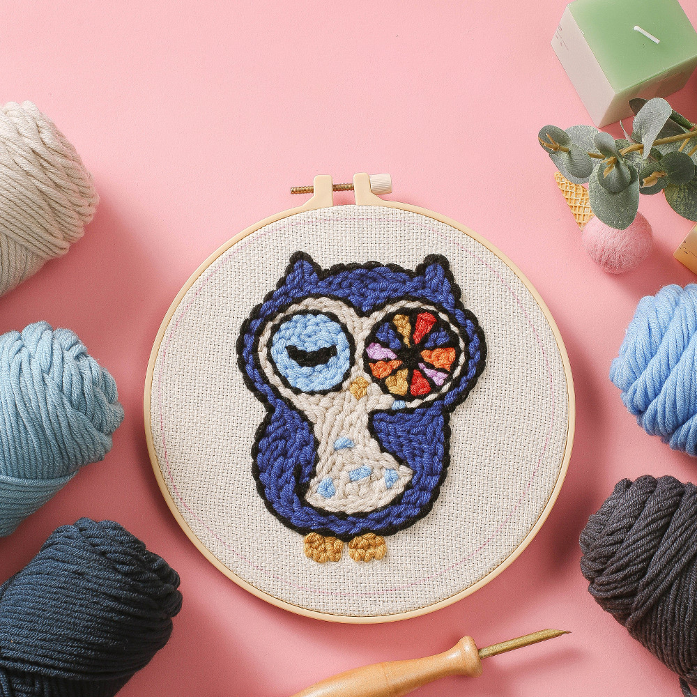 Embroidery Punchneedle Kit W/ Hoop Cross Stitch Set Punch Needle Embroidery For Handmade Beginner Decor: 18