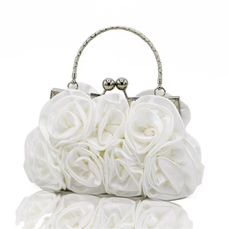 Satin Blume Tasche Hand-genäht 14 rosen Abend Tasche Kupplung Satin Stoff Kleid Party Handtasche Hochzeit Braut tasche Rot