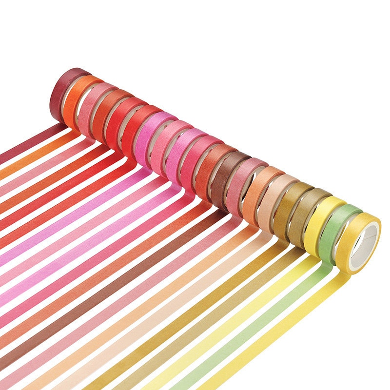 60 stk / sæt grundlæggende ensfarvet washi tape regnbue maskeringstape dekorativt klæbebånd klistermærke scrapbog dagbog papirvarer