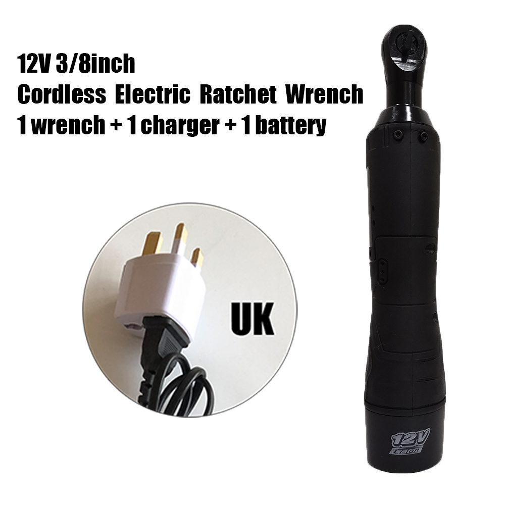 12V Electric Wrench 3/8 Inch Cordless Ratchet Right Angle Wrench With LED Light Batteries Kit Rechargeable Scaffolding