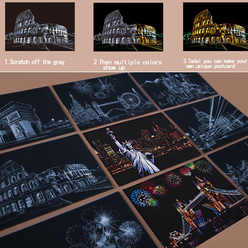 4 Stks/set Magic Kleurrijke A5 Tekentafel Papier Schilderen Schrapen Kinderen Tekening Onderwijs Speelgoed Schilderen Doodle Scratch Speelgoed