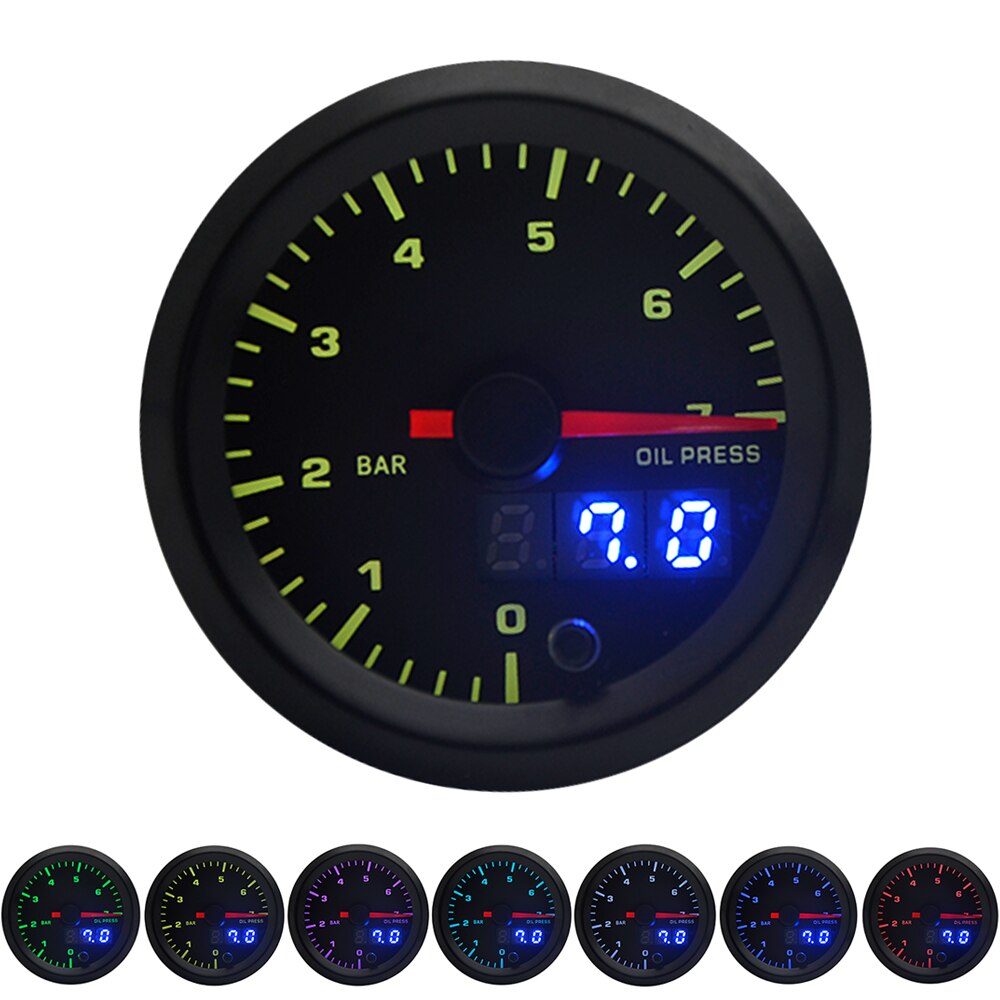 2 "52Mm 7 Kleuren Led Dual Display Boost/Water/Olie Temp/Olie Druk/Volt/Air Fuel Ratio/Egt/Toerenteller Auto Gauge + Gauge Pods: Oil Press Psi
