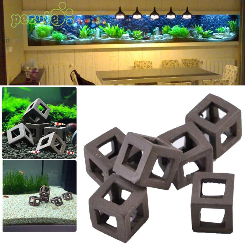 5Pcs Schuilplaatsen Garnalen Cichlid Keramische Steen Aquarium Ornament Fish Cube Frame Fokken Schuilplaatsen Onderdak Voor Vis Incubator