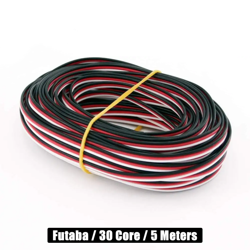 5 meter 26 awg /22 awg jr futaba servo förlängningskabel, 30/60 -kärnig ledning, störningsfri för rc-modell, gör-det-själv-tillbehör: Vit