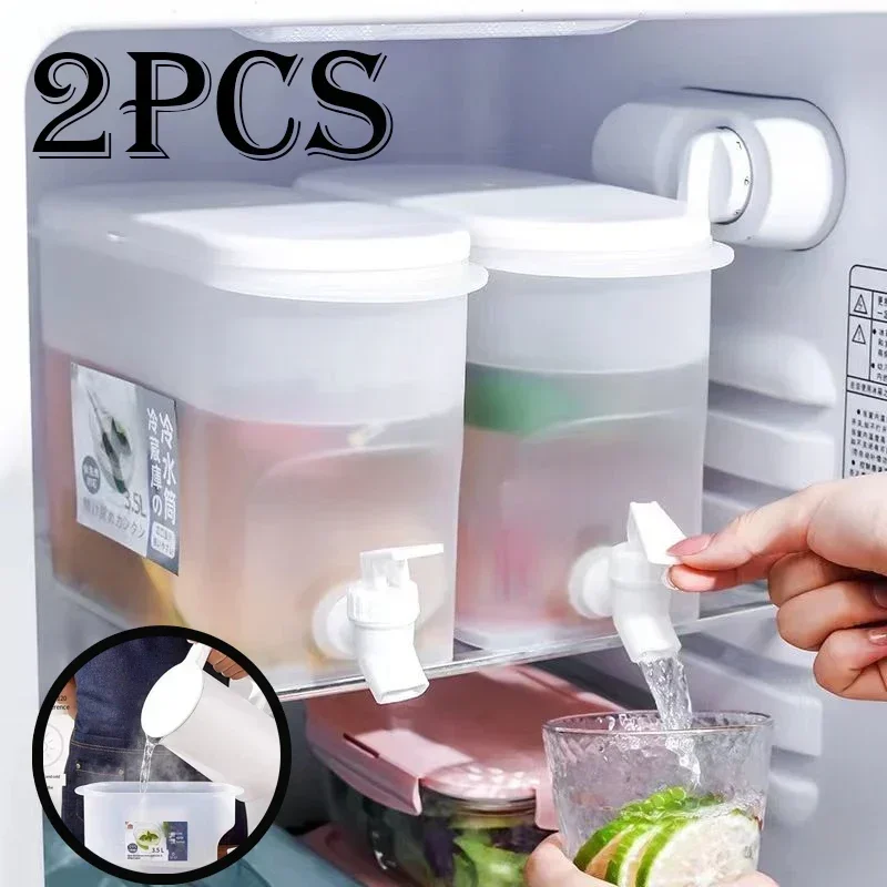 Jarra de agua fría de gran capacidad de 3,5 L, hervidor frío con grifo en refrigerador, dispensador de bebidas heladas, refrigerador y espiga