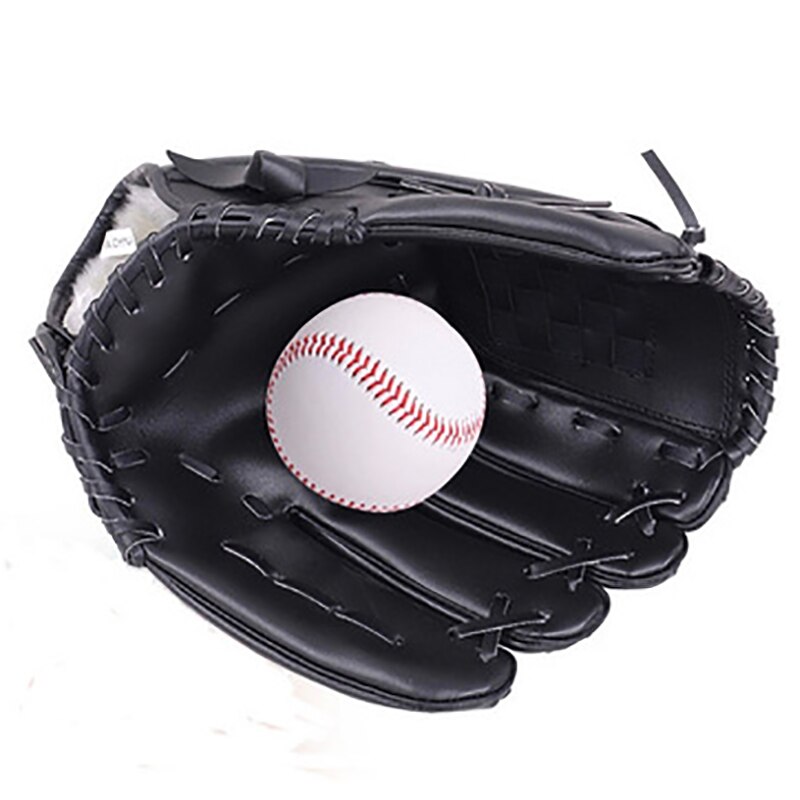 Guante de béisbol, guante de Softball, entrenamiento, espesamiento al aire libre, equipo de práctica duradero para niños adolescentes juveniles: black / 12.5 inches