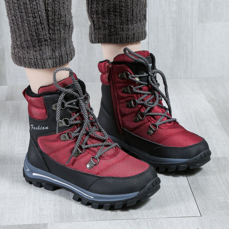 Clibee – bottes de randonnée en laine et caoutchouc pour enfant, chaussures d'extérieur, mi-mollet, imperméables, hiver