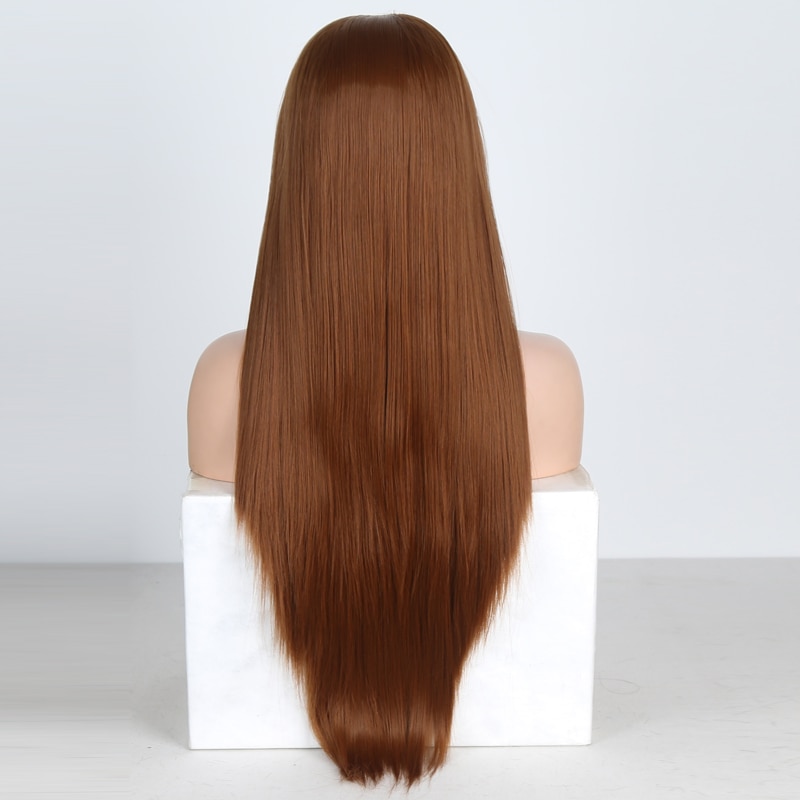 Charisma Natural Brown Wig Silky Straight Hair Synthetic Wig Middle Part Lace Front Wigs for Women Heat Resistant Daily Wigs