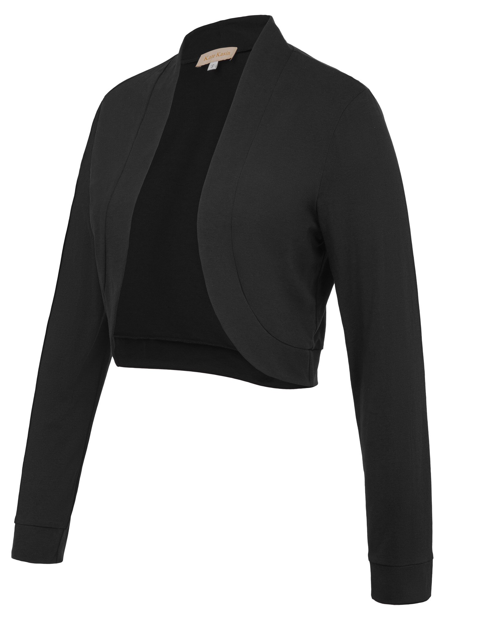 Kate Kasin mujeres Bolero de manga larga señoras Slim abrigos abertura en la parte delantera Stitch Bolero recortado Chaqueta de algodón de Tops prendas de vestir exteriores