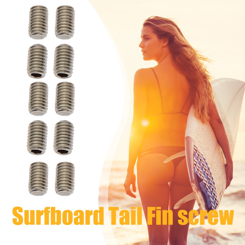 10 stück finnen-madenschrauben für surfbrett, longboard und wakeboard, heckschrauben, finnenteil, edelstahl, langlebig, rostfrei, 8 x 5 x 5mm, silber