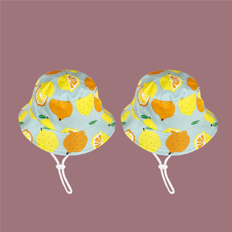 Stijl Citroen Print Emmer Hoed Visser Hoed Outdoor Reizen Hoed Zon Cap Hoeden Voor Kind Jongen En Meisje 18