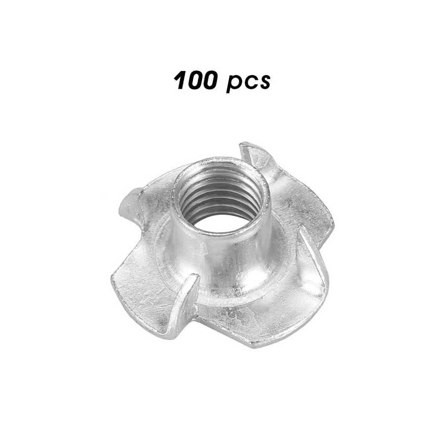 100 stk karbonstål  m8*10 firkantet t-mutter blindinnsatsmutter for tremøbler