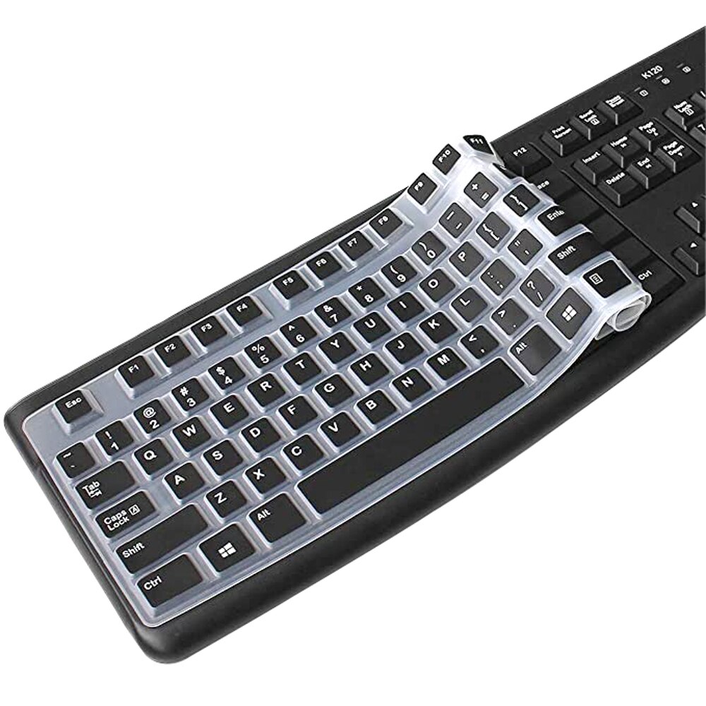 MK120 Toetsenbord Cover Voor Logitech MK120 K120 Bedrade Set Transparant Clear Black Film Siliconen Tpu Case Slim Dunne Engels Ons: Black for K120 MK120