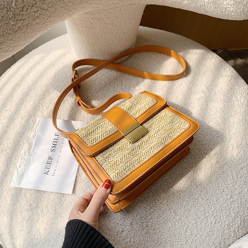 Small Straw square Bags For Women Summer Crossbody Bags Lady Travel Purses and Handbags Female Shoulder Messenger Bag