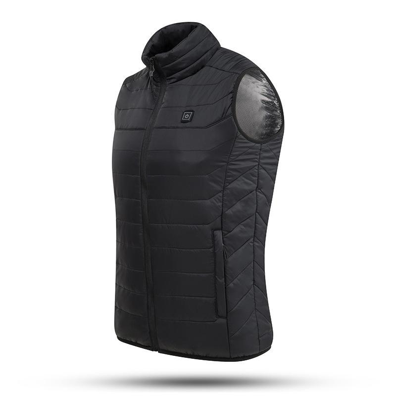 Outdoor Usb Infrarood Verwarming Vest Jas Winter Koolstofvezel Elektrische Verwarming Usb Mouwloos Vest Winter Verwarmd Outdoor Jas: Black / XXXL