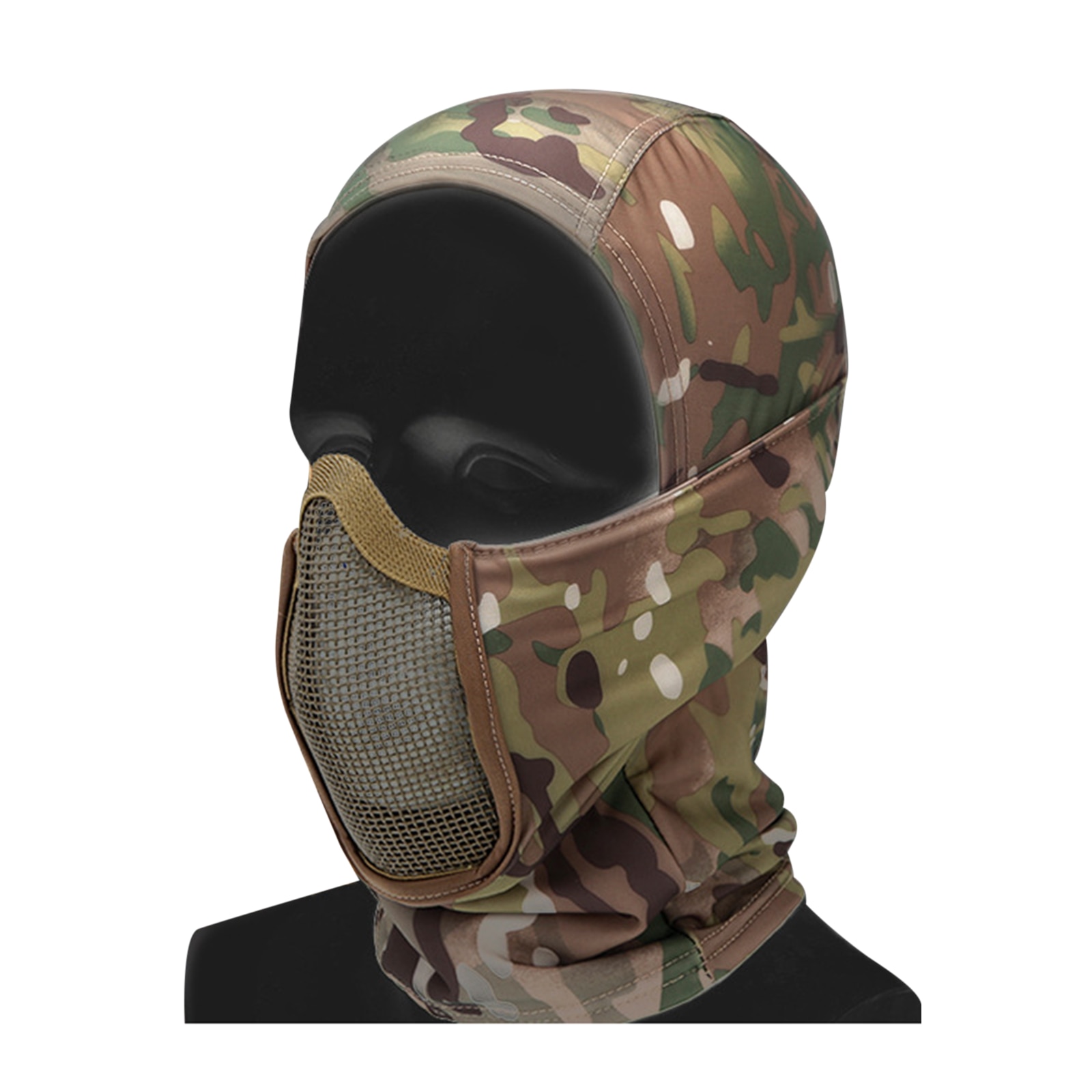 Wosport cs respirável elástico tático cabeça capa com malha de aço-cp preto: CP