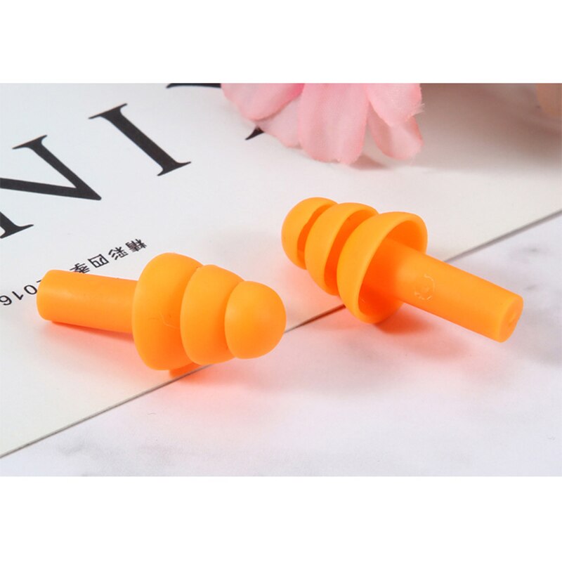 6Pairs Box-packed Comfort Anti-Noise Earplugs Reduction Silicone Soft Ear Plugs Swimming Silicone Earplugs Protective For Sleep: Orange