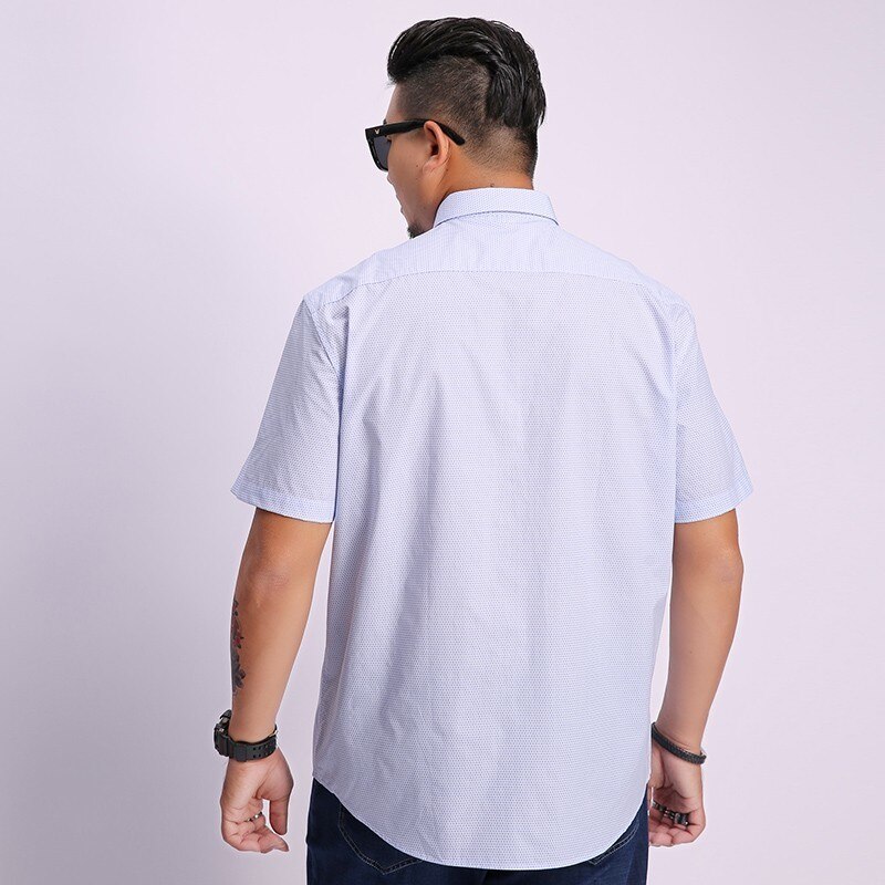 Camisa a la para hombre de talla grande 8xl 7XL 6XL 5XL camisa de manga corta, camisas de algodón para hombre Social Polka Dot Casual de talla grande
