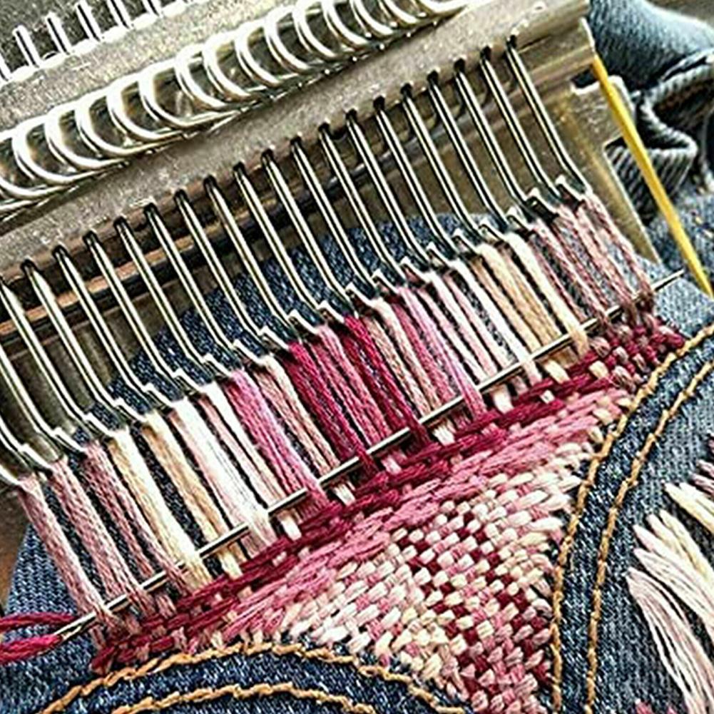 Minimáquina de telar de zurcir, herramienta de tejido tipo Speedweve de costura de ropa DIY, telar pequeño para máquina de zurcir con instrucciones