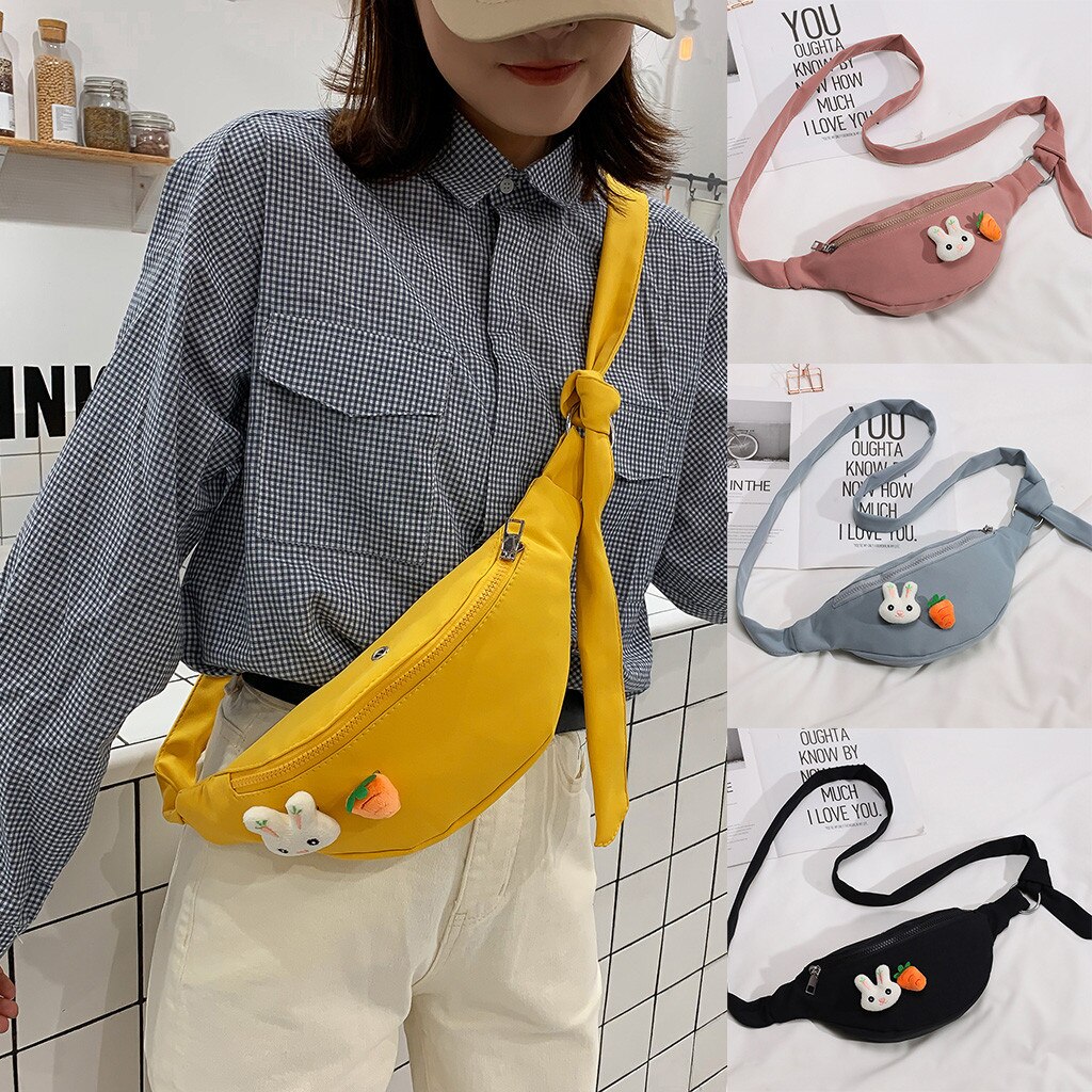 Adorável Coelho Nylon Saco Da Cintura do Esporte Da Forma das mulheres Sacos de Ombro No Peito многофункциональная сумка сумка кожаная женская