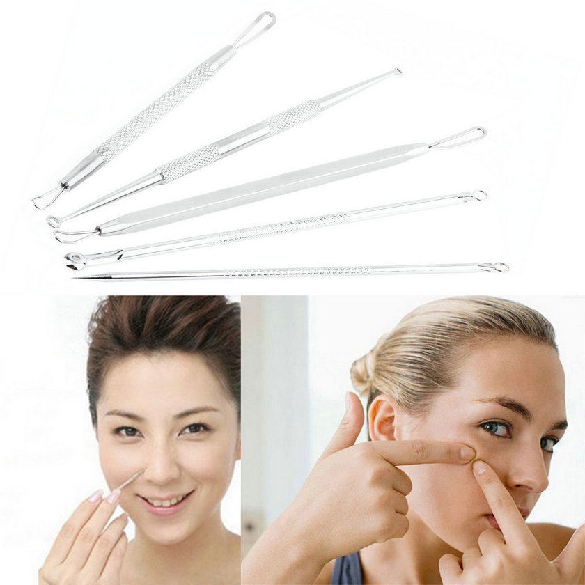 5Pcs/set Blackhead Pimple Blemish Comedone Acne Extractor Remover Acne Removal Needles Face Skin Care Tool Kit