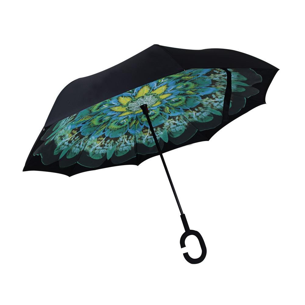 Double-Layer Reverse Paraplu Rechte Staaf Auto Weerbestendige Winddicht Vrouwen Uv Bescherming Ondersteboven Paraplu C-Vormige Handgreep