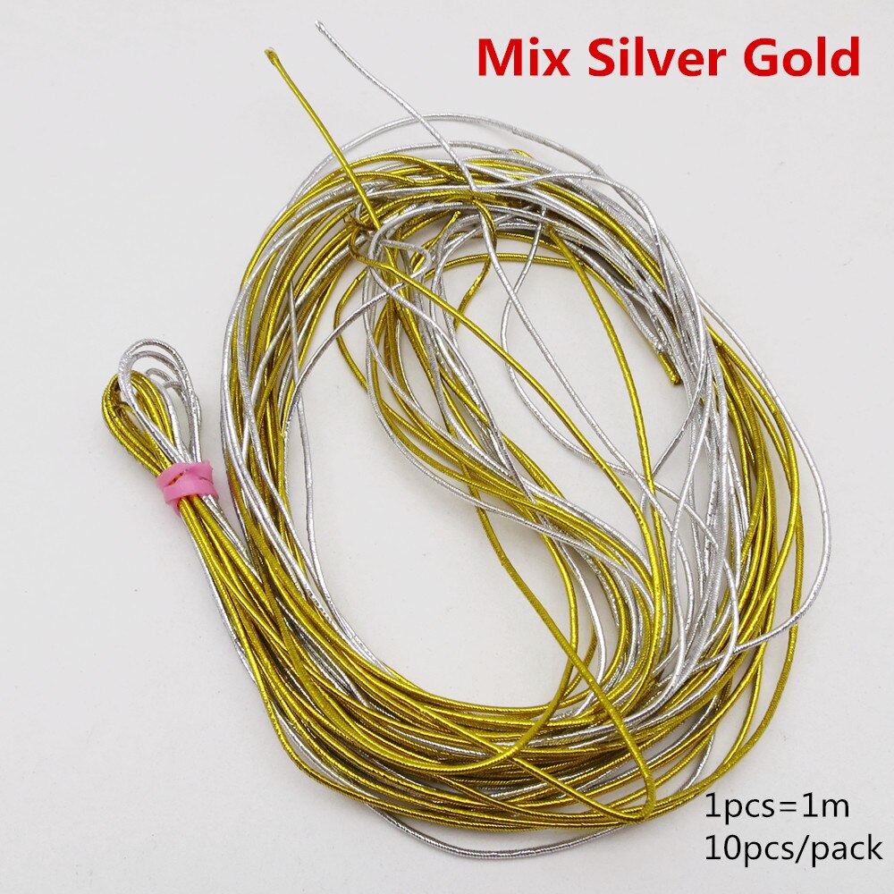 10pcs/pack Magic thin shimmer stretechable Strings Box Braids hair dread dreadlock Strings for hair Women Girl accessories: Mix Silver Gold