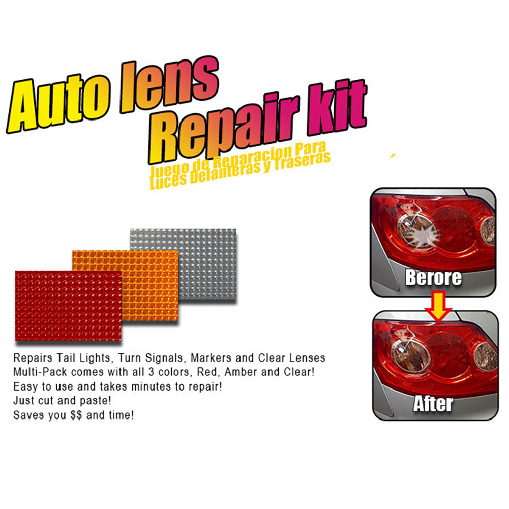 Kit de reparo da lente do automóvel do carro diy padrão grade faróis do carro lanterna traseira conjunto de ferramentas de reparo luzes do carro filme de reparo crack polonês vermelho âmbar