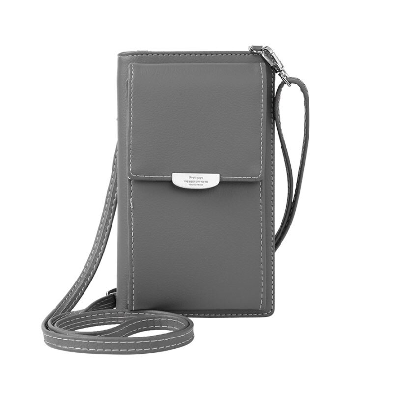 UHHBCCR Women Wallet Brand Cell Phone Wallet Big Card Holders Wallet Handbag Purse Clutch Messenger Shoulder Straps Bag: Gray