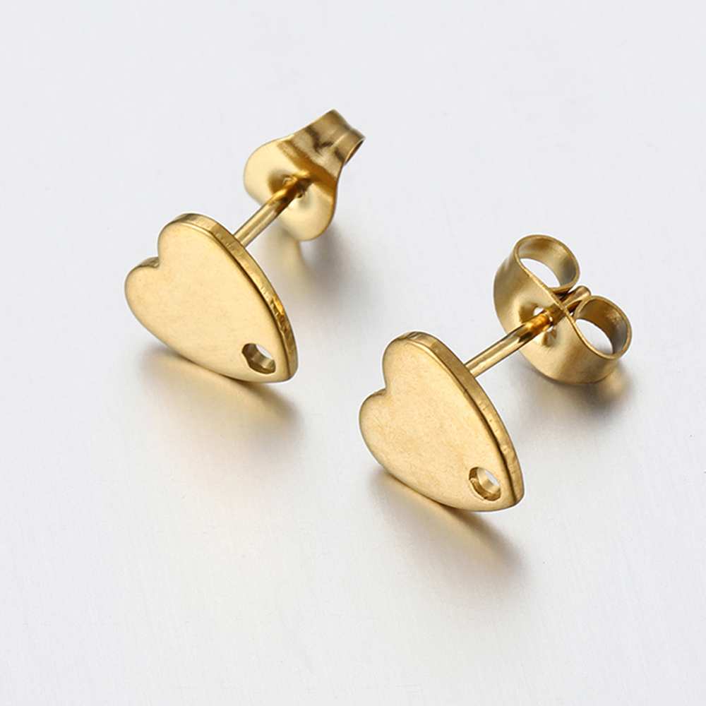 10 Uds. De pendientes dorados de acero inoxidable con forma de corazón de amor para pendientes DIY, Base para hacer joyas, accesorios de componentes con dijes colgantes con agujeros: Morado