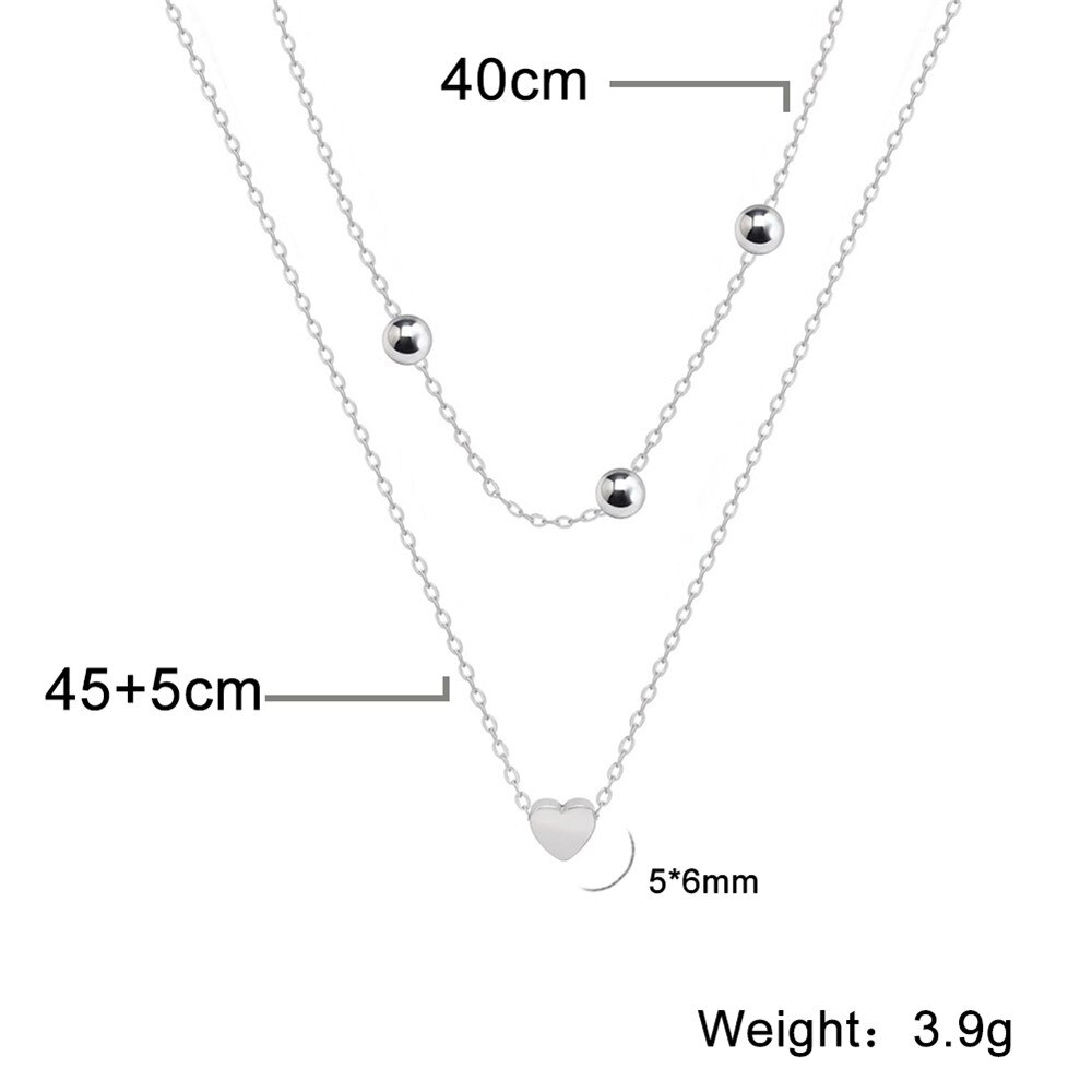 Skyrim Tiny Heart Choker Necklaces Stainless Steel Double Layered Beads Chain Necklace Women Aesthetic Jewelry Mother Day: Light Yellow Gold Color