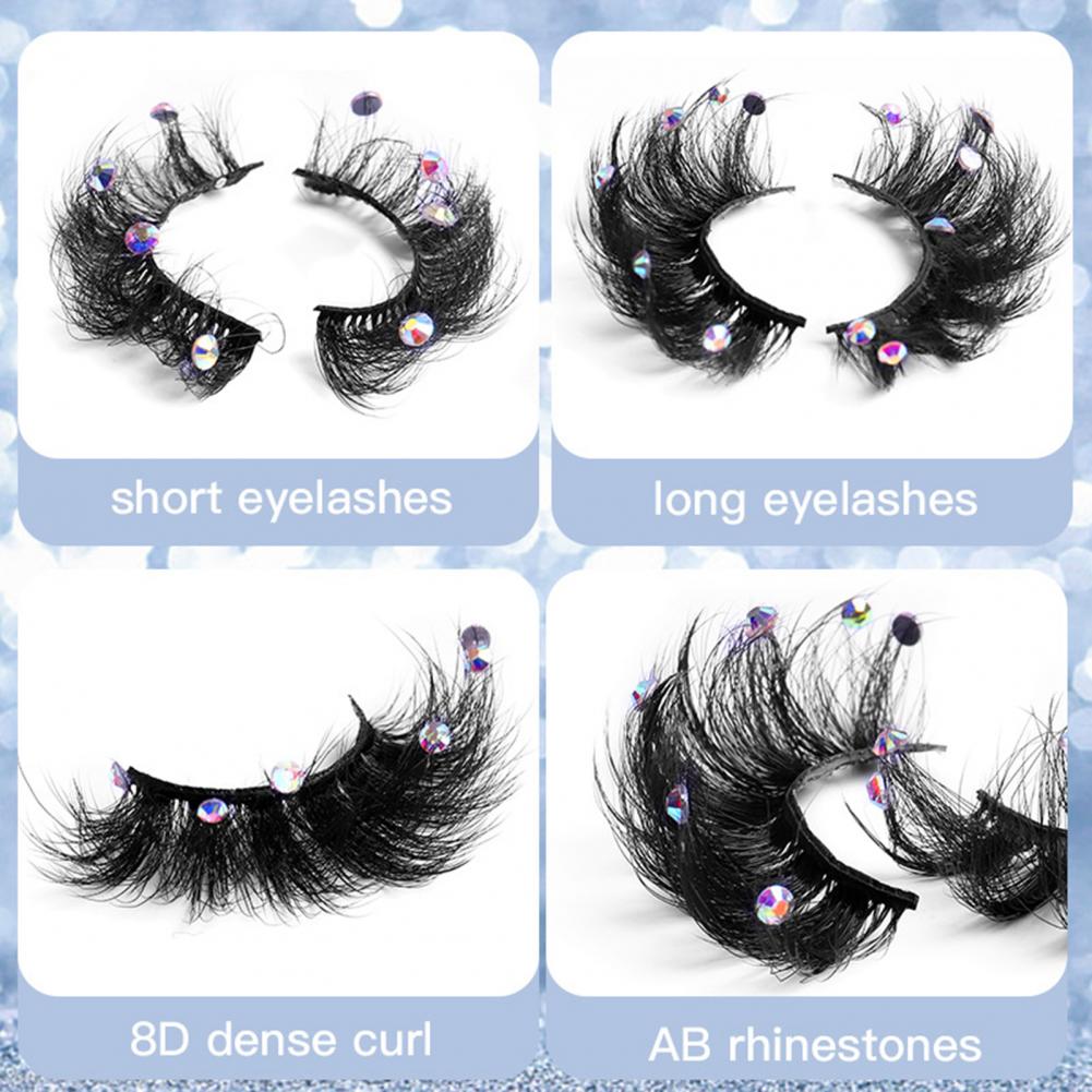Echo-beauty 3D Mink False Eyelashes Extending Rhinestone Long Wispy Natural False Lashes Mixed Color for Female Daily Make-up