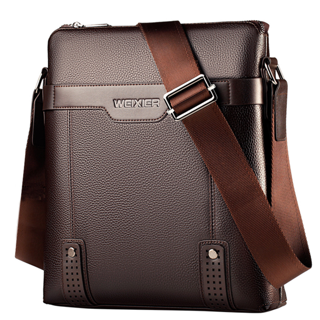 21% Men Vintage Shoulder Bags Crossbody Bags Retro Zipper Handbags For men Shoulder Bag Female Handbags: Brown 