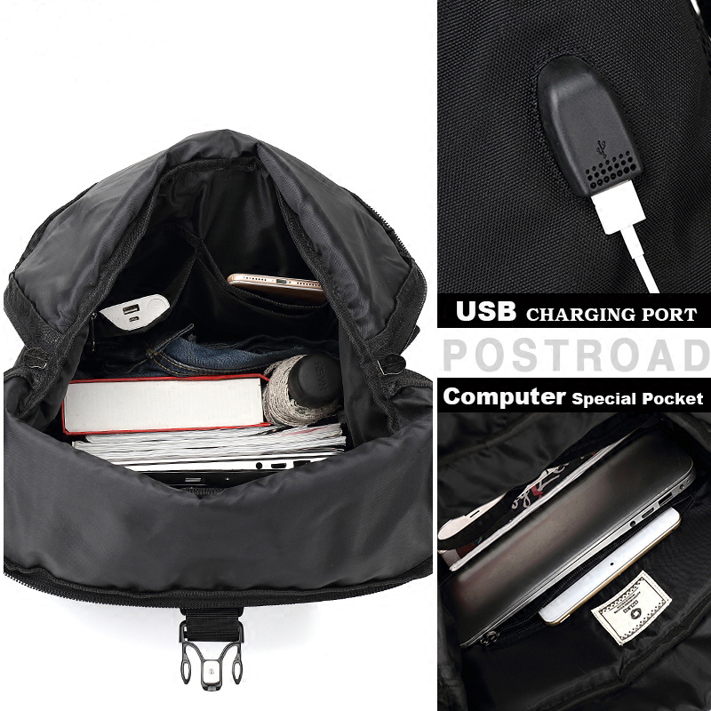 Mochila para hombre OZUKO, Mochila para portátil antirrobo con carga USB negra, Mochila de viaje a la para hombre, Mochila escolar universitaria de gran capacidad